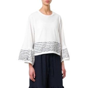 See By Chloe Snow White boxy cropped top with bell sleeves Large NWT